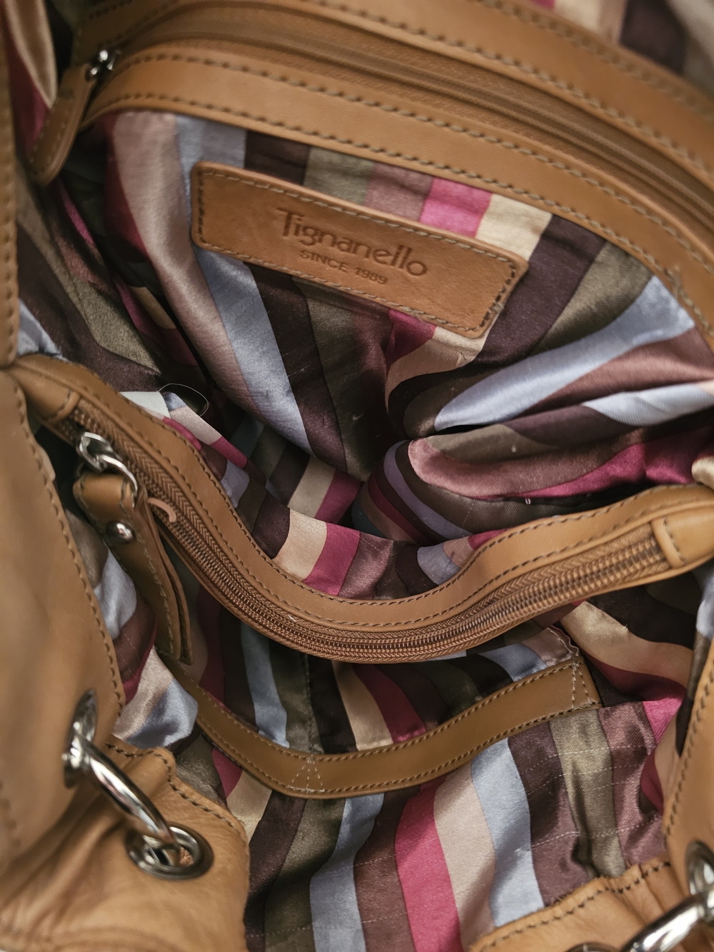 Tignanello Tan Leather Shoulder Tote - Picture 4 of 5